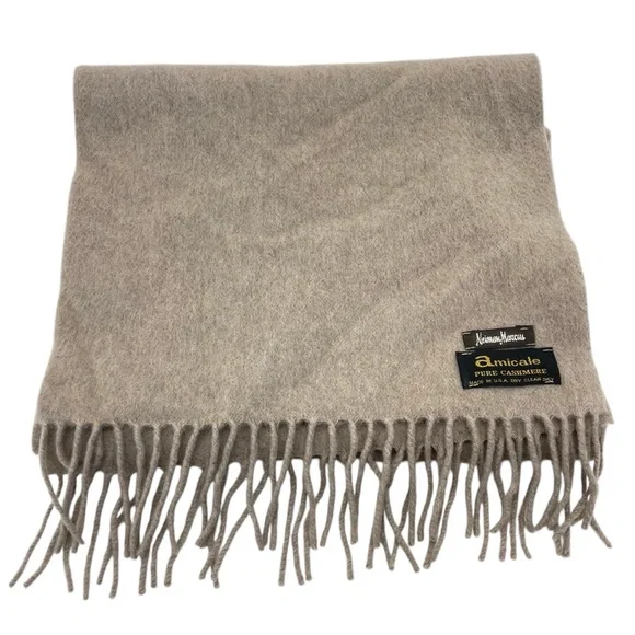 Amicale Cashmere for Neiman Marcus Cashmere Scarf OS Taupe/Tan - Picture 11 of 13